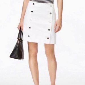 Michael Kors Womens White A-Line Mini Skirt With Front Buttons